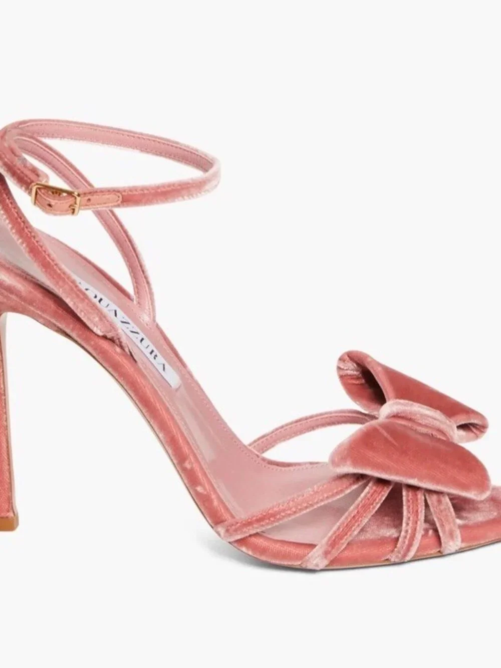 Aquazzura Black Tie 105 Bow-embellished Stiletto Sandals In Pink Velvet - Picture 6 of 8